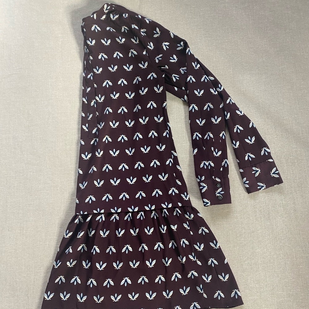 Ann Taylor maroon bee print whimsical drop waist dress XS